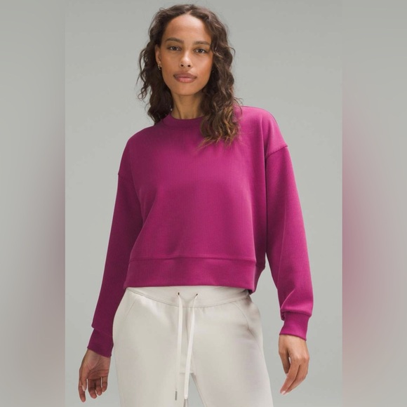 Lululemon Women’s Perfectly Oversized Ribbed Crop Crew Magenta Purple Size 6 - Picture 1 of 10